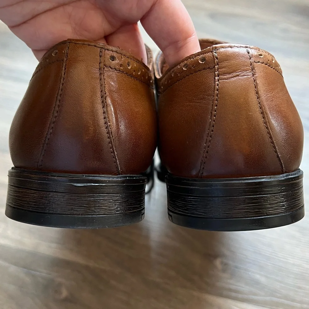 NWT H&M Real Leather Men’s Dress Shoes Size 42 EU Men’s 9 Cognac Brown Lace Up - Picture 4 of 8